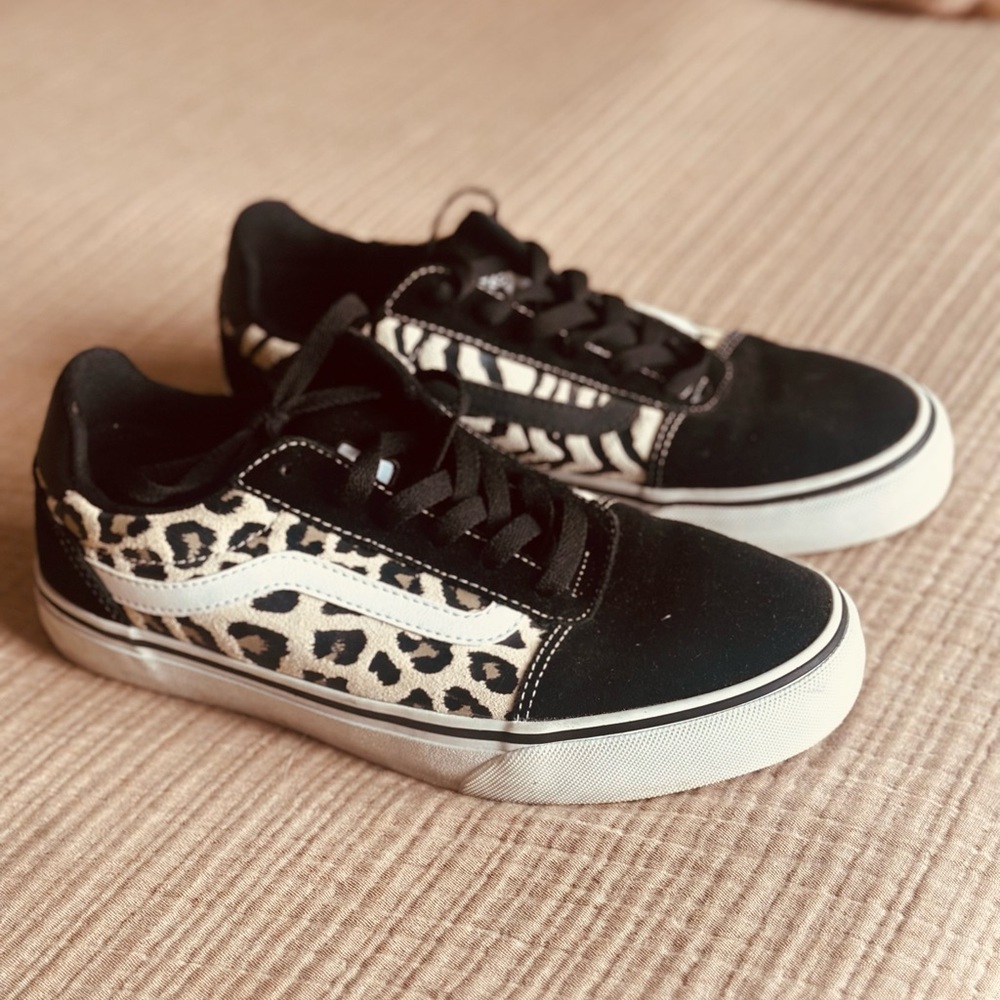 Black and Leopard Print Sneakers